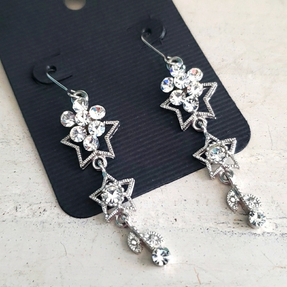 Rhinestone star dangle earrings - Picture 1 of 4